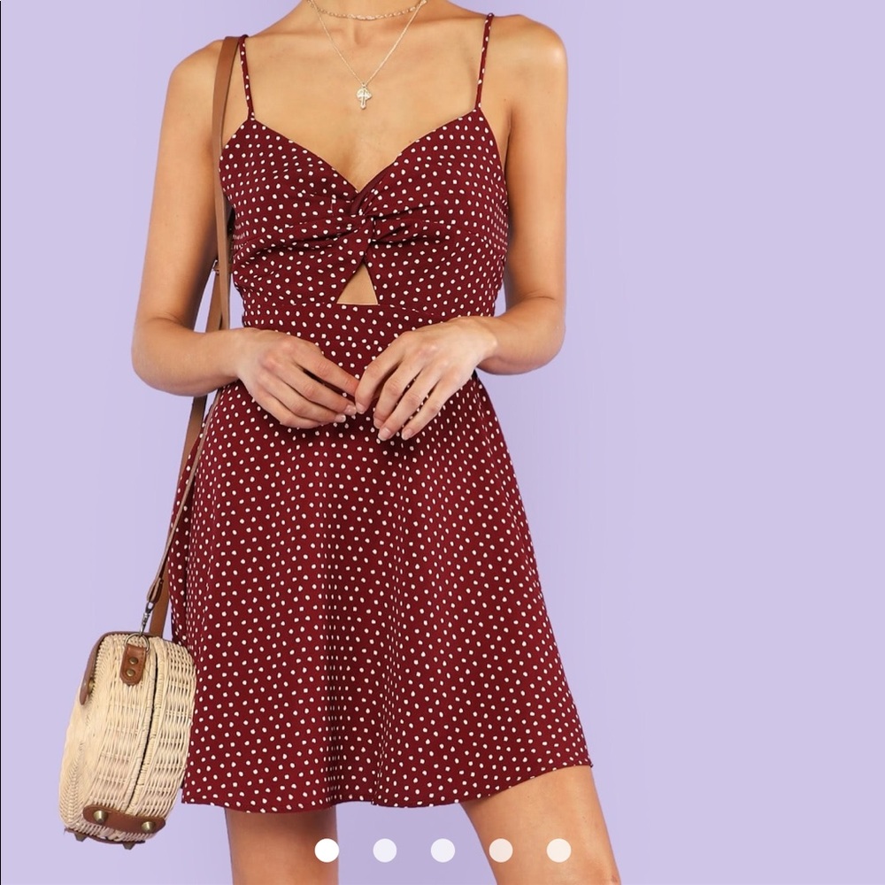DOT PRINT TWIST FRONT CAMI DRESS